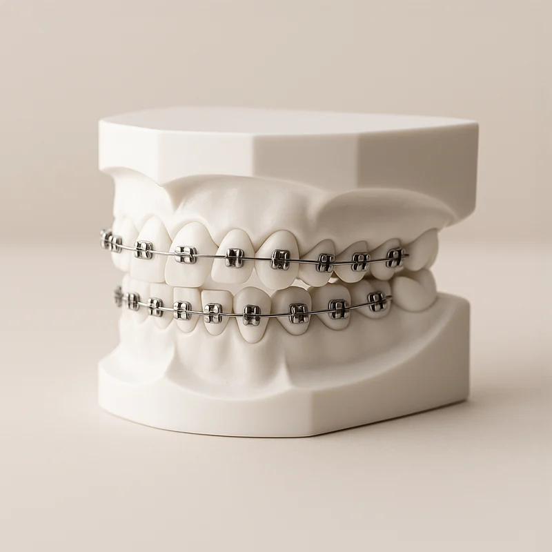 Festsitzende Zahnspange mit Brackets Festsitzende Zahnspange Brackets